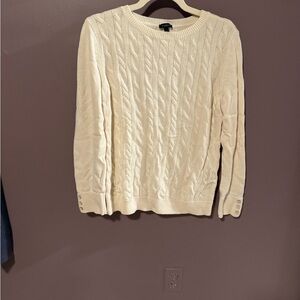 Cream Cable Lambswool/Nylon Knit Sweater